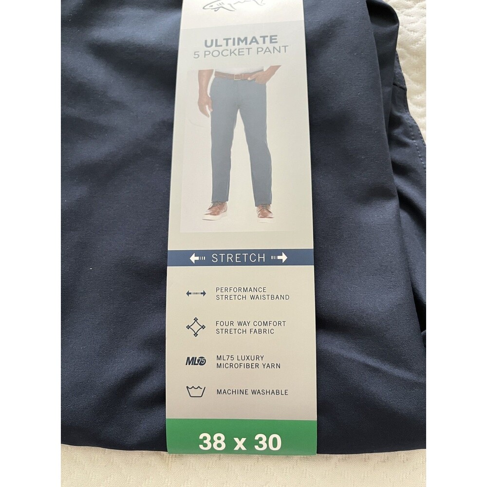 NEW Greg Norman Mens Ultimate Luxury Stretch 5 Pocket Navy Blue Pants Size 38x30 - Picture 4 of 8